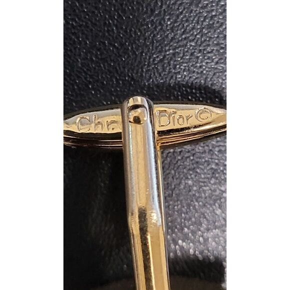 Christian Dior Cufflinks Vintage  Gold Plated Round Striped Pattern Cufflinks - Picture 4 of 4